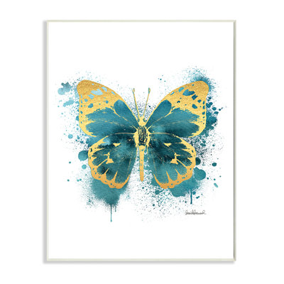 «Butterfly Wings», peinture à l'aquarelle bleue abstraite par Amanda Greenwood - impression d'art graphique