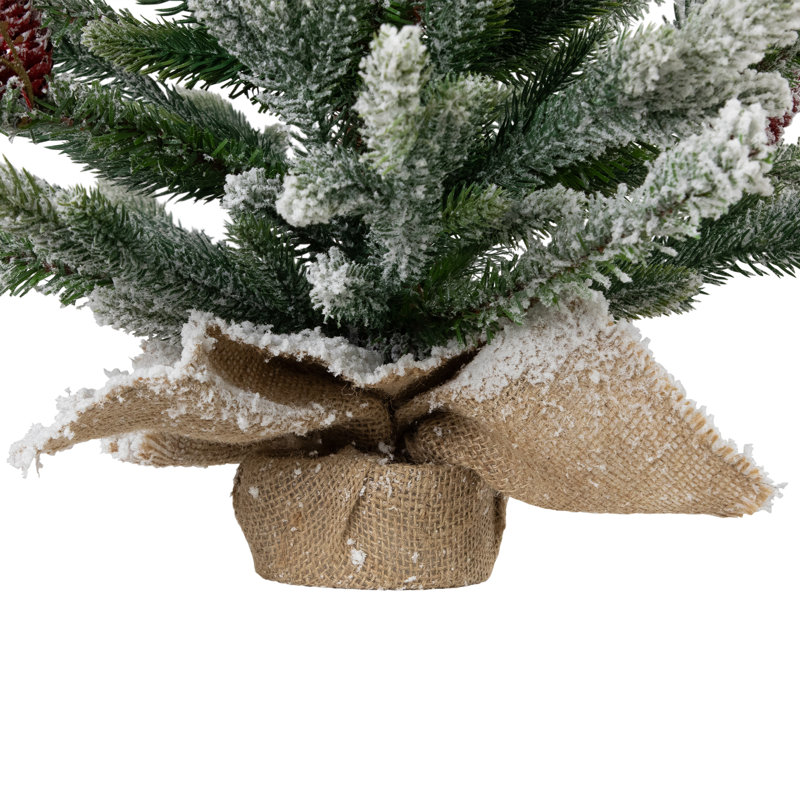 Real Touch Potted Flocked Mini Fir Pine Artificial Christmas Tree - 25" - Unlit