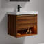 Meuble-lavabo flottant 24 po avec lumières DEL - Armoire murale en bois avec lavabo en acrylique, rangement à fermeture en douceur et lavabo intégré moderne-901959439