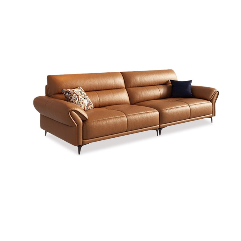 Coussin modulaire en cuir véritable, H 37,4 po x l 94,49 po x P 39,37 po, Brun
