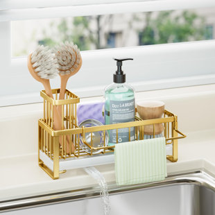 Stainless Steel Sink Caddy With 360° Rotating Drainage, Removable Brush & Dishcloth Holders, Rust-Resistant Kitchen Organizer For Sponges And Brushes