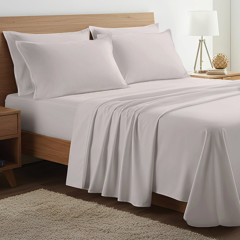 100% Organic Viscose From Bamboo Sheets Set, 300 Thread Count, 4-pc Set, Luxury Cooling Sheets, Deep Pockets - Gift-Ready Packaging, Queen Size (White)