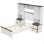 Lit plateforme en bois de pin massif avec table de chevet tout-en-un 2 et tablette de rangement pour appartement-1195546157