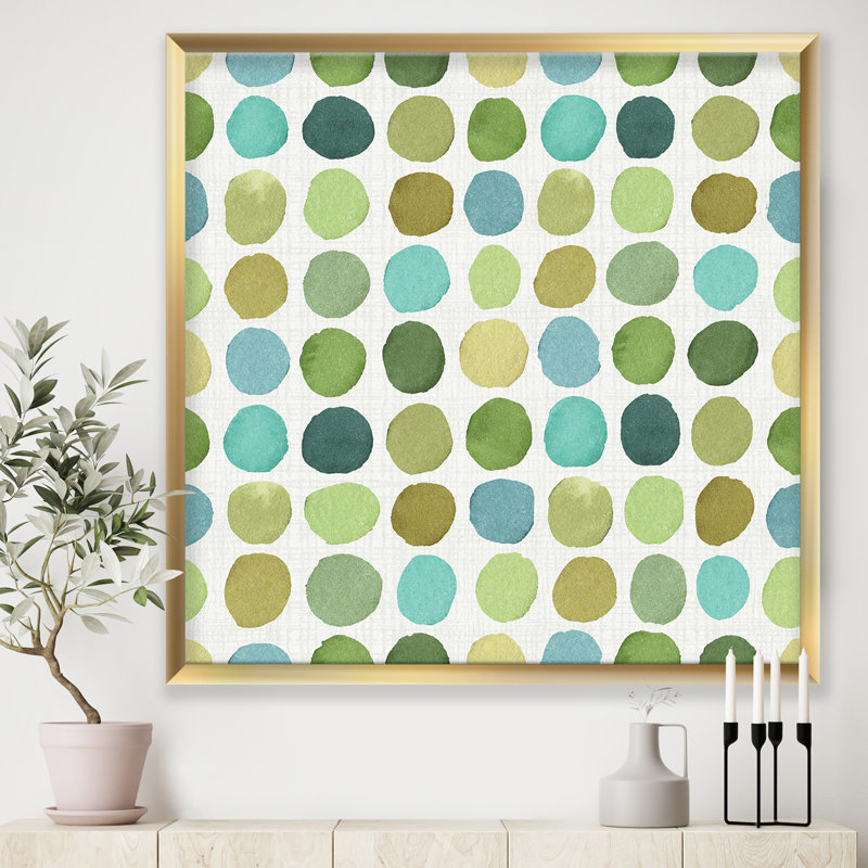 «Geometric Green Circle I», reproduction d'art sur toile, H 16 po x l 16 po x P 1 po, Cadre doré