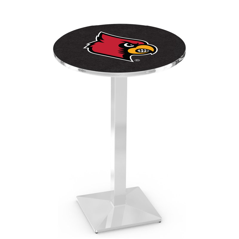 Round Metal Base Dining Table, Chrome, University of Louisville
