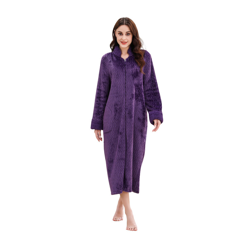 Peignoir à poches mi-mollet avec poches, XXL, Mauve