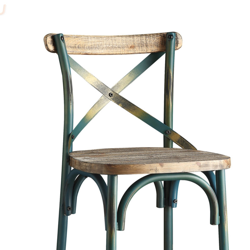Chaise de bar à structure en métal de style rétro avec siège en bois, parfaite pour un décor rustique et industriel, capacité de poids de 220 lb