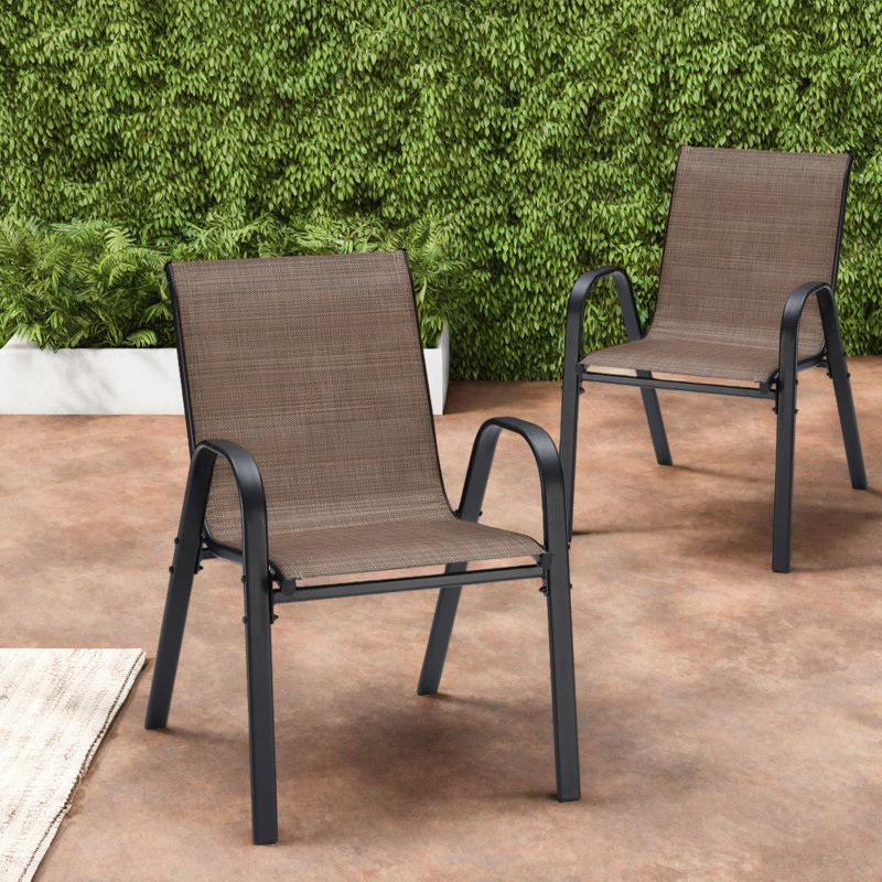 Chaises de patio empilables, ensemble moderne en métal textilene pour balcon