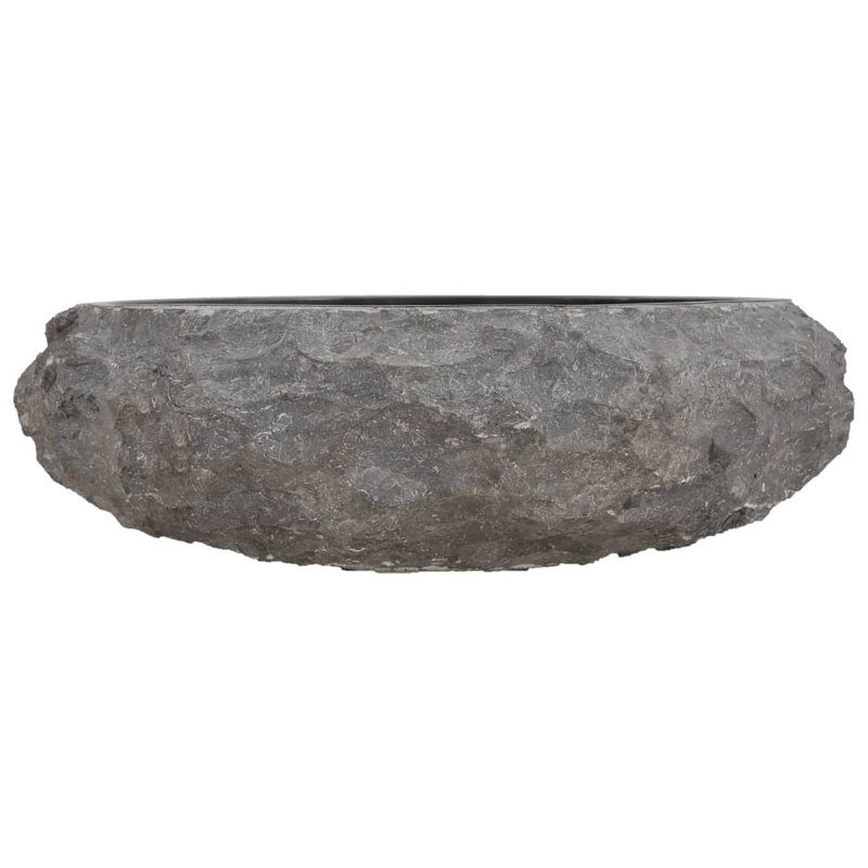 Bathroom Basin, Naturally Varied Shape and Color Tone, Black, 15.7''x4.7'', Marble Round, Black