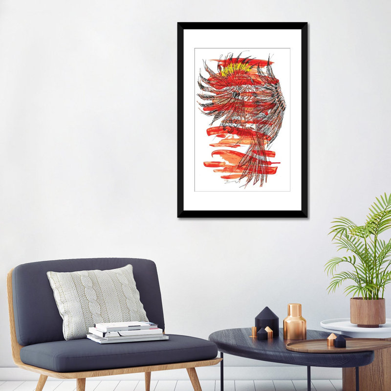 Impression sur toile tendue aves, H 24 po x l 16 po x P 1 po, Papier d'art encadré noir, Blanc