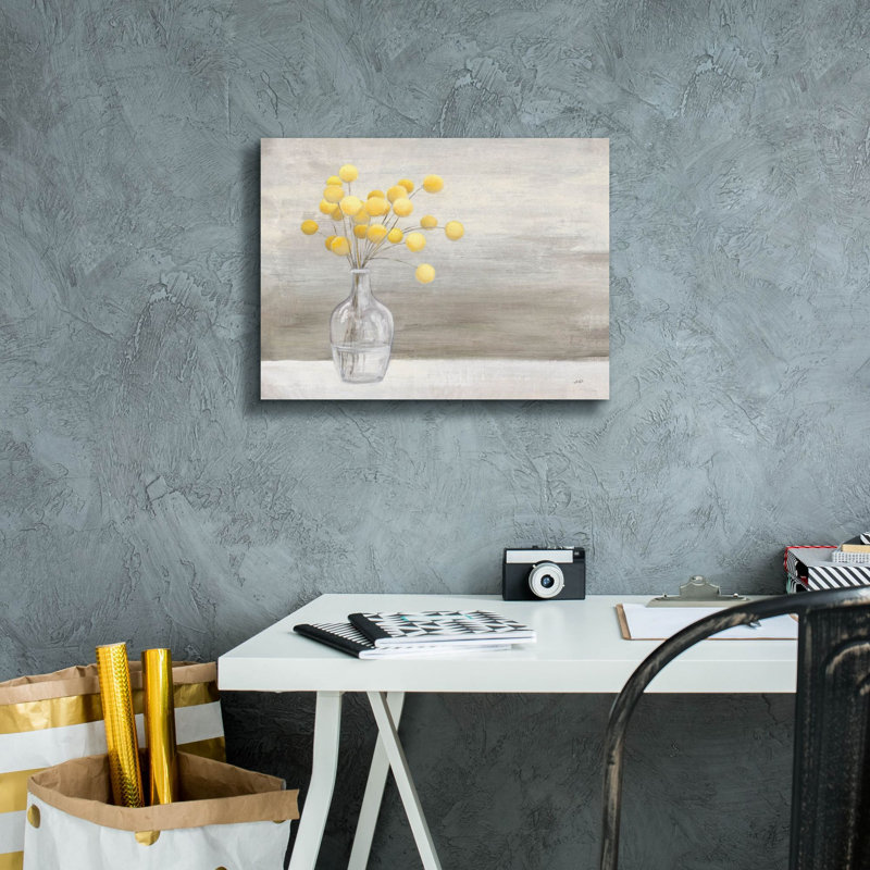 «Cheerful Craspedia» par Julia Purinton, art mural sur toile, H 12 po x l 16 po x P 0,75 po
