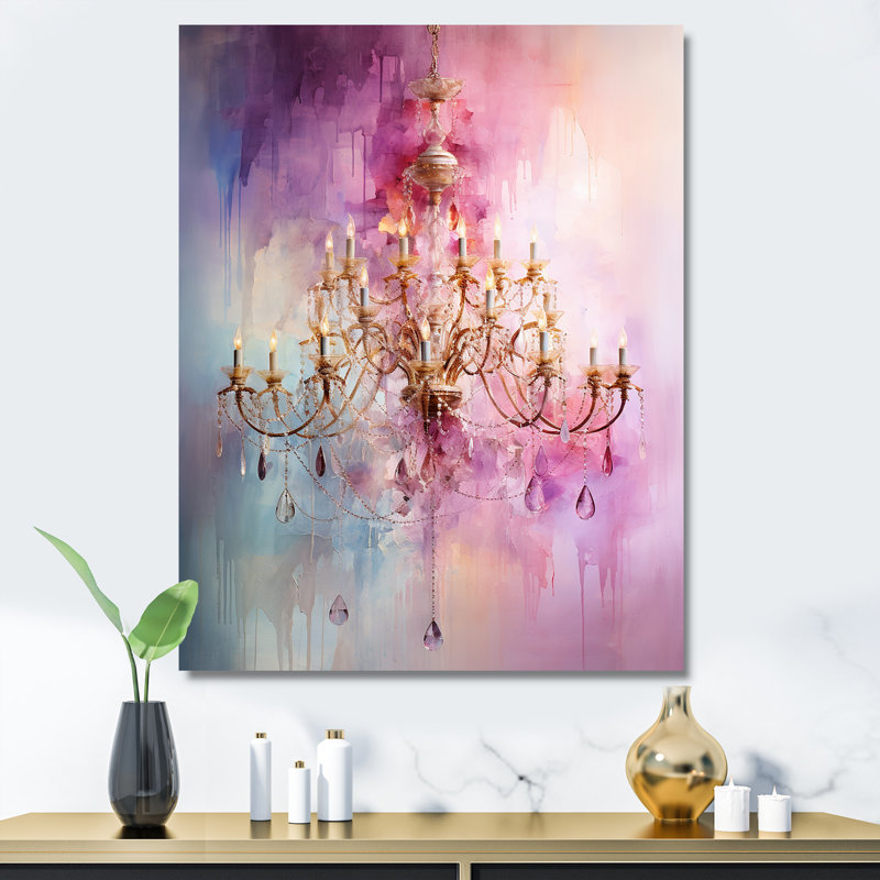 Luminaire lustre baroque rose Brilliance III - lustre, art mural, Toile tendue, H 44 po x l 34 po x P 1,5 po