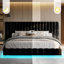 Structure de lit rembourrée | Tête de lit surdimensionnée | Conception flottante | Lumières DEL RVB | Style moderne-2015960077-2046470697