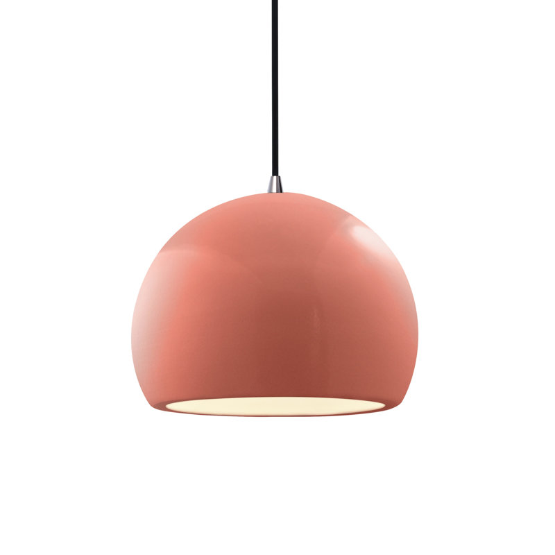 Luminaire suspendu à 1 lumière Aschwin, H 6 po x l 7 po x P 7 po, Rosé brillant, Nickel brossé