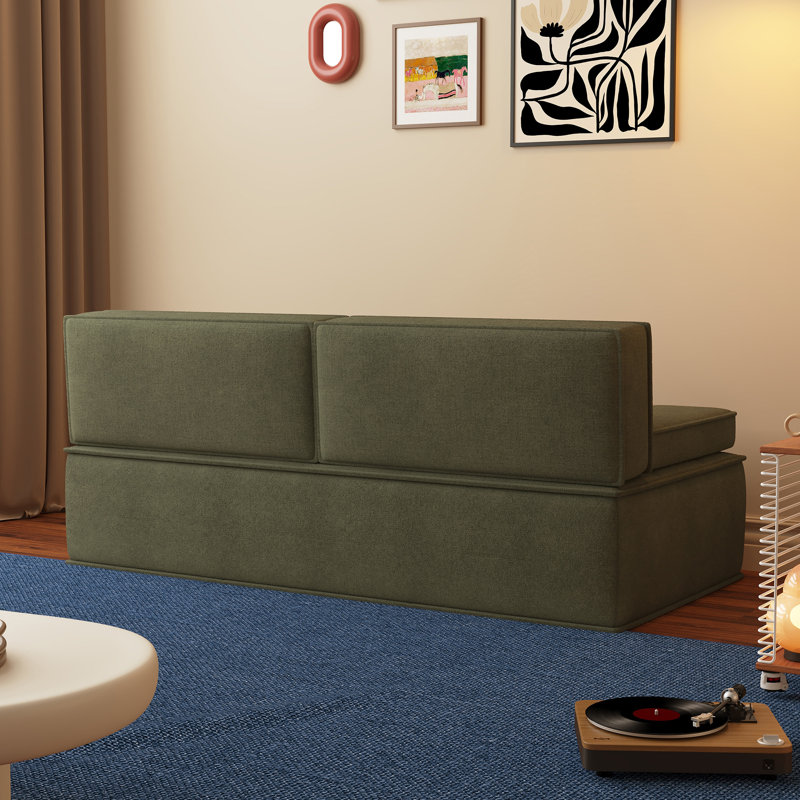 Canapé-lit 79 po en tissu multifonctionnel, canapé-lit convertible avec coussin de soutien en mousse pour appartement et studio