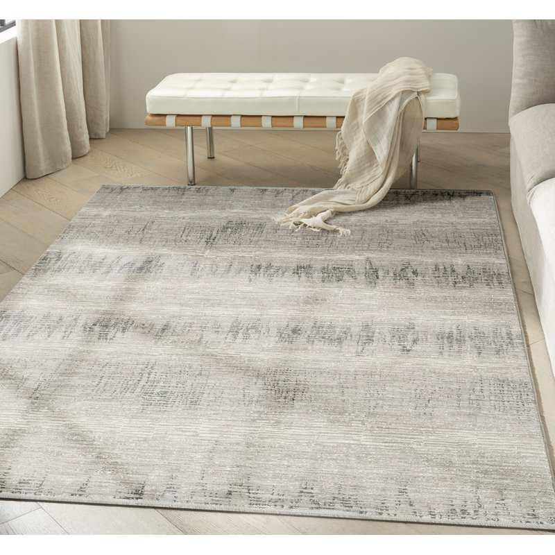 Calvin Klein CK079 Notes Ivory Charcoal Modern Indoor Rug, Rectangle 3'11" x 5'11"