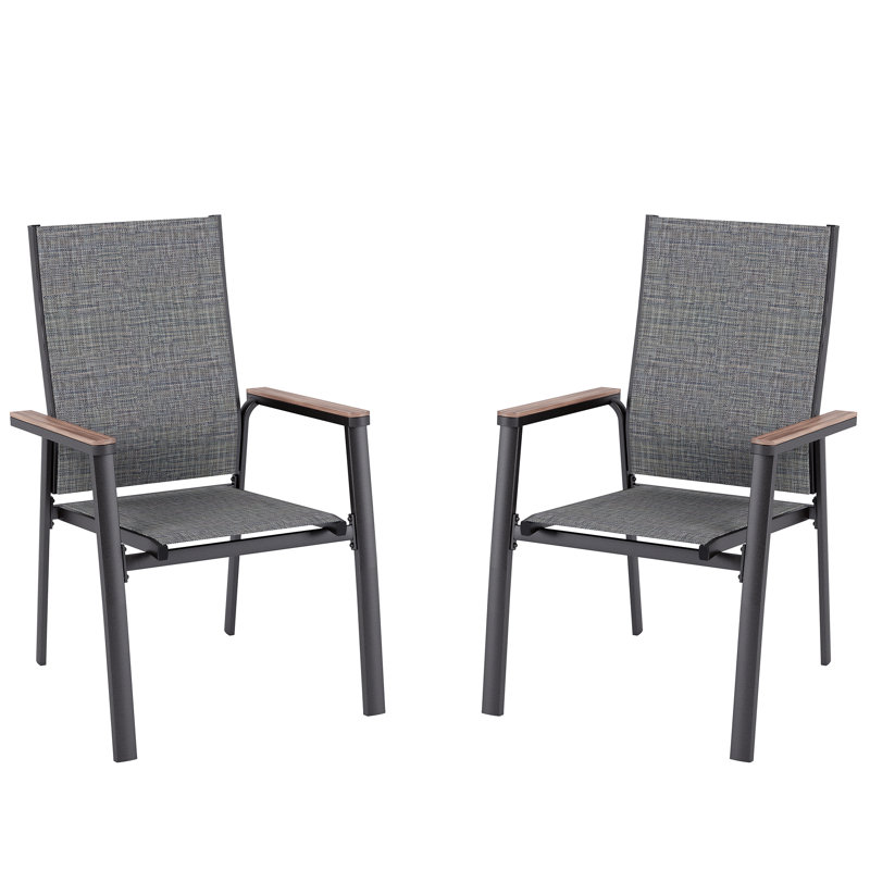 Fauteuil de patio empilable en aluminium Alyah, Gris