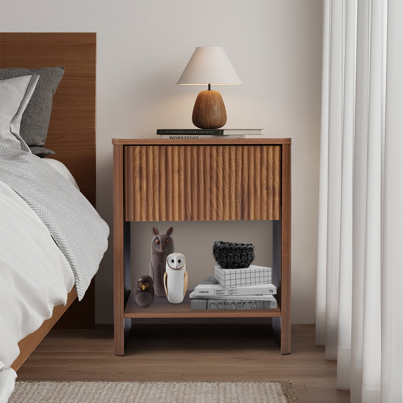 Yusdel 2 - Drawer End Table Set, Walnut