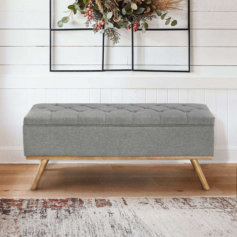 Banc de rangement en lin Leaysia, Lin gris