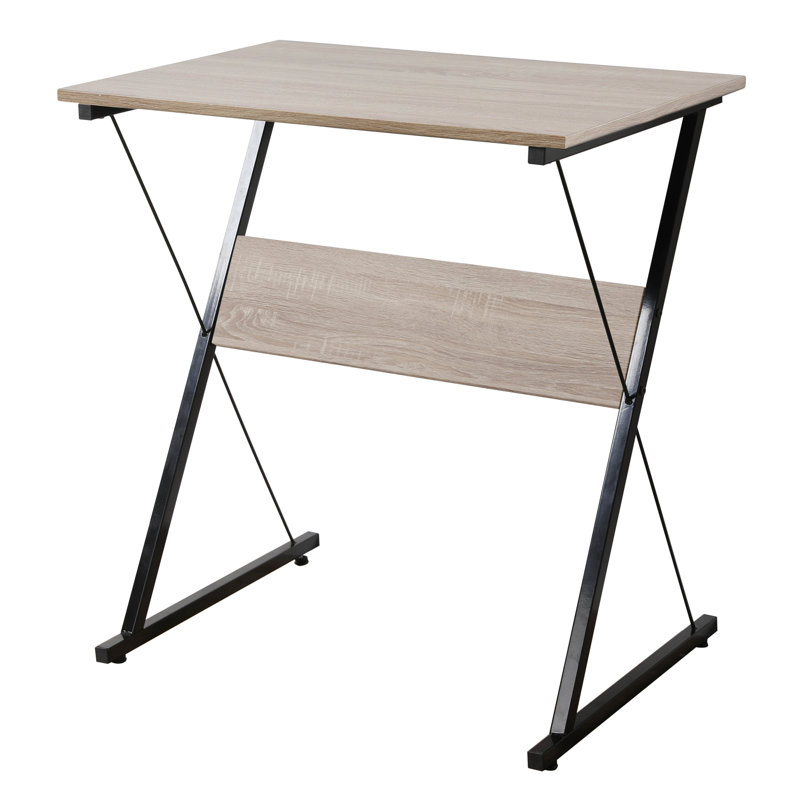 Tony Metal and Black Wood Top Desk, Beige