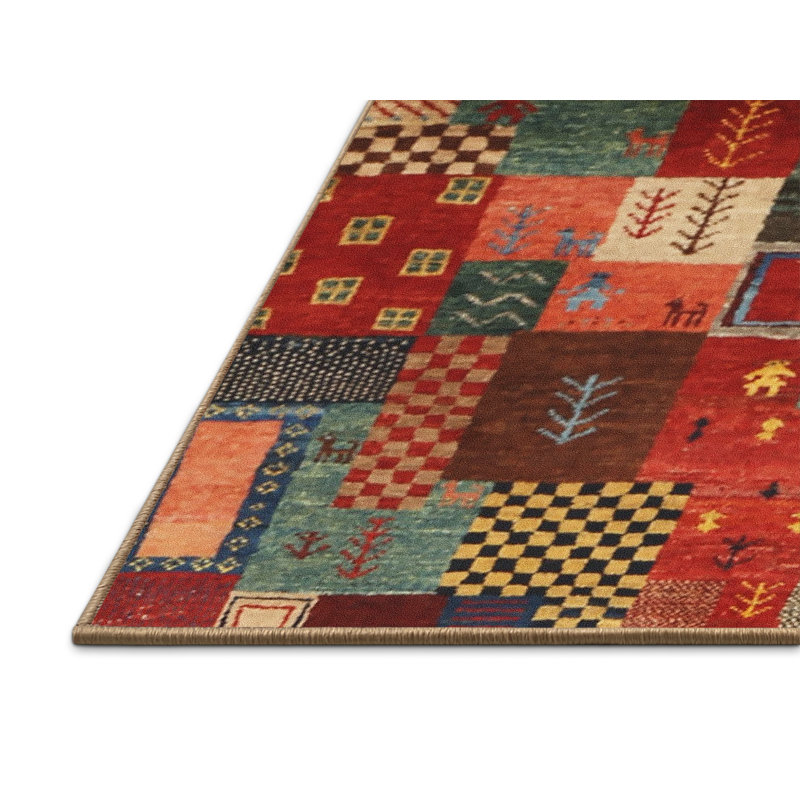 Tapis brun/bleu/gris/zone contemporaine, Rectangle 5 pi x 7 pi