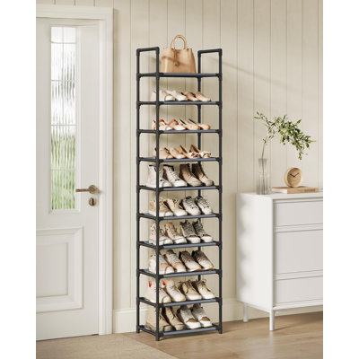 Shoe Rack, 10 Tier Shoe Shelf, Shoe Storage Organizer, Space-Saving, Metal Frame, Non-Woven Fabric Shelves