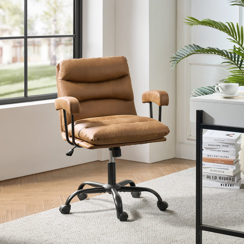 Takisa Modern Swivel Office Chair with Adjustable Height and Tilt Lock, Camel