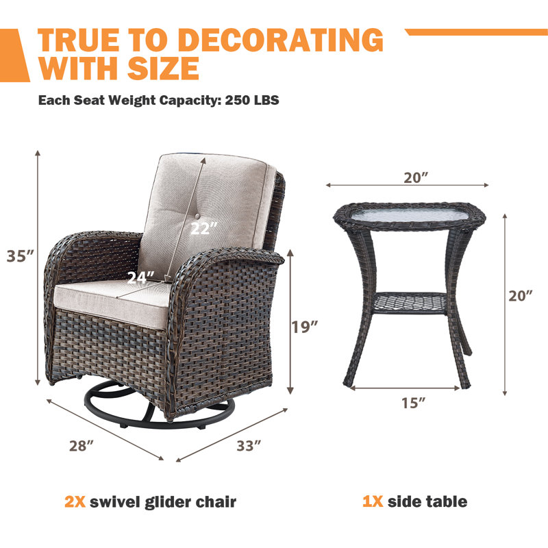 Sooren 2 - Person Patio Conversation Set with Cushions, Beige