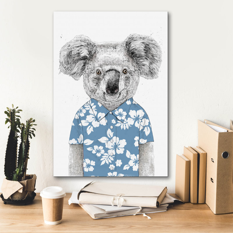 «Summer Koala, Blue» par Balazs Solti, art mural sur toile, H 26 po x l 18 po x P 0,75 po