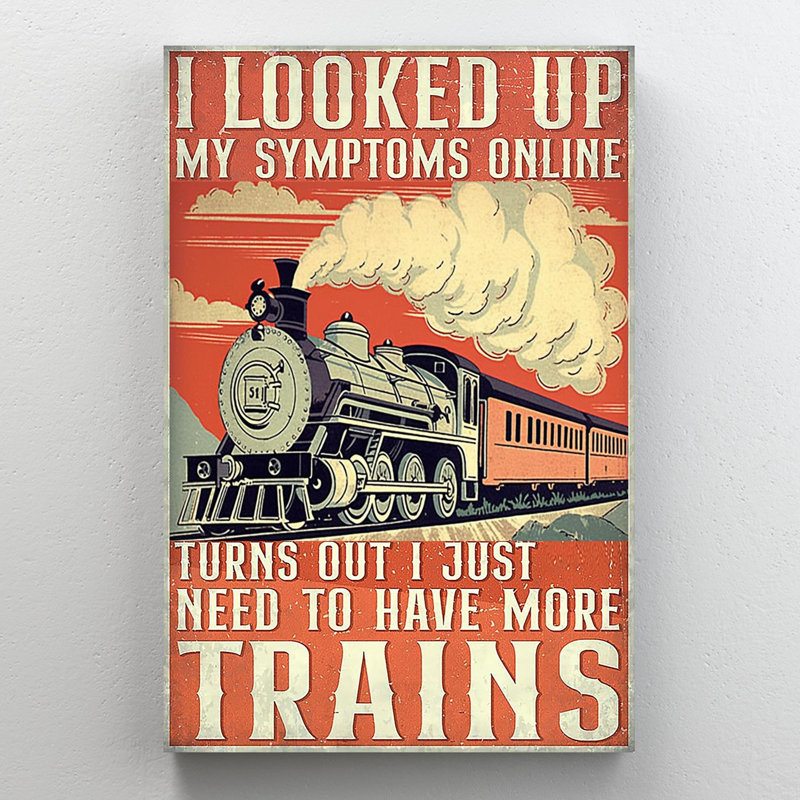 «Need To Have More Trains» - 1 pièce, graphique rectangle Need To Have More Trains - 1 pièce, impression sur toile tendue sur toile tendue