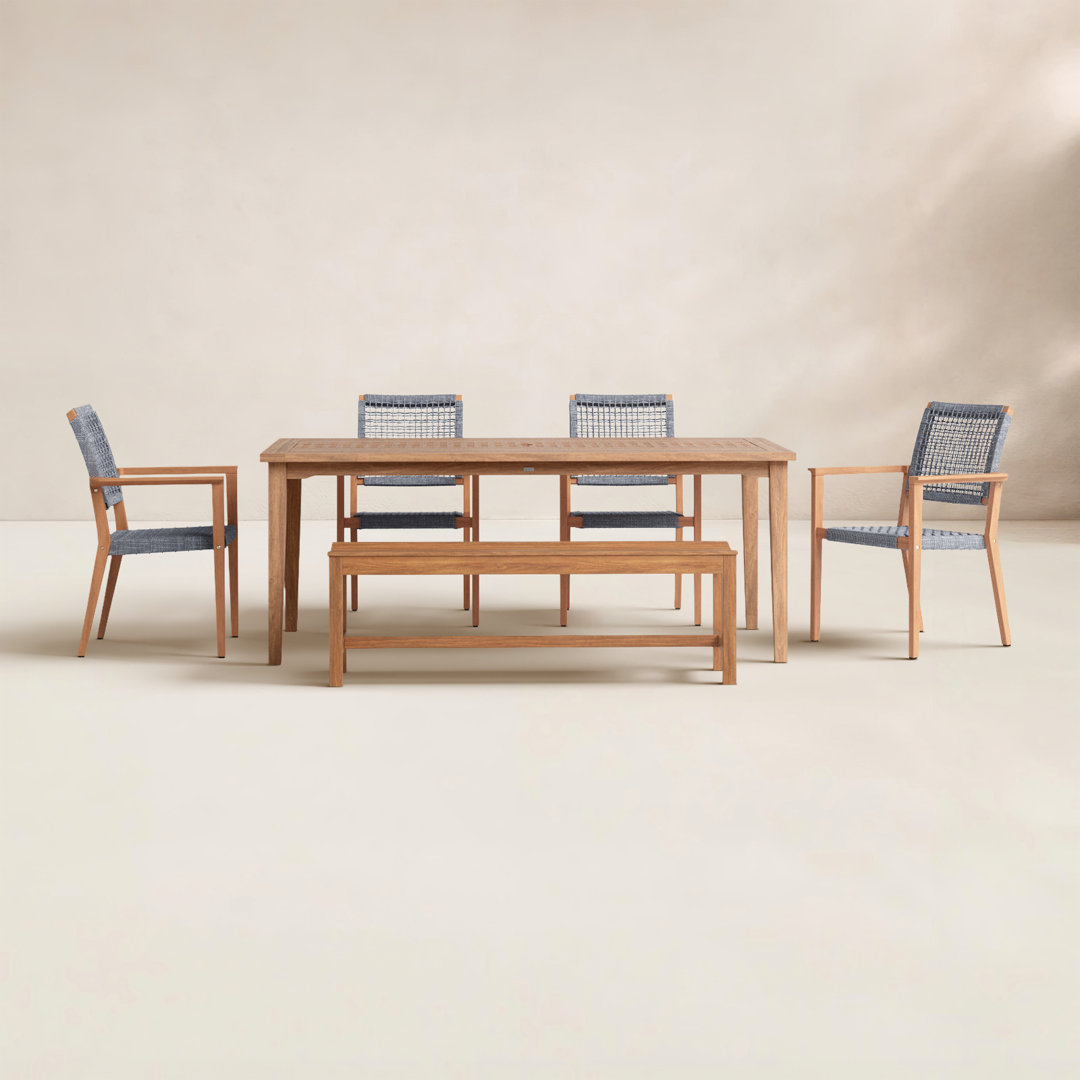 Fleur 7 - Person Wood Patio Dining Set with Rectangular Table Birch Lane™