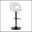 Tabouret de bar réglable en métal noir et tissu blanc neige avec repose-pieds arrondi en T - ensemble de 2-1561465009-1561465020