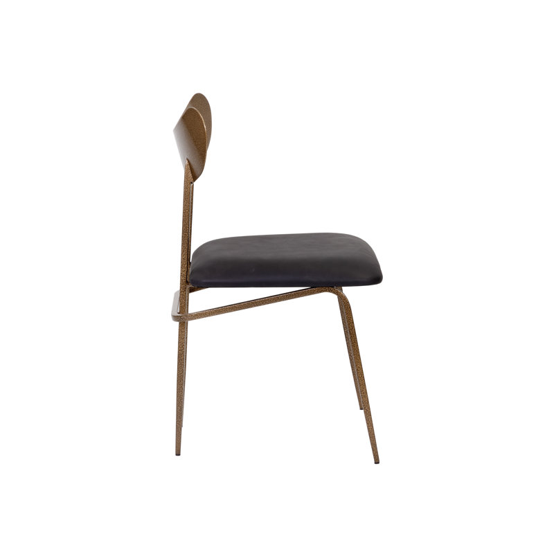 Bryton Upholstered Dining Chair, Black/Antique Brass