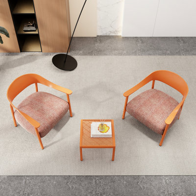 Méridienne et table basse Modern 2, brun abricot, confortable, avec assise brun pour le salon, 2 chaises et 1 table, structure, tissu luxueux, aucune expertise nécessaire