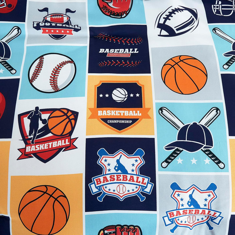 Twin White Microfiber Kids Sports Comforter Set