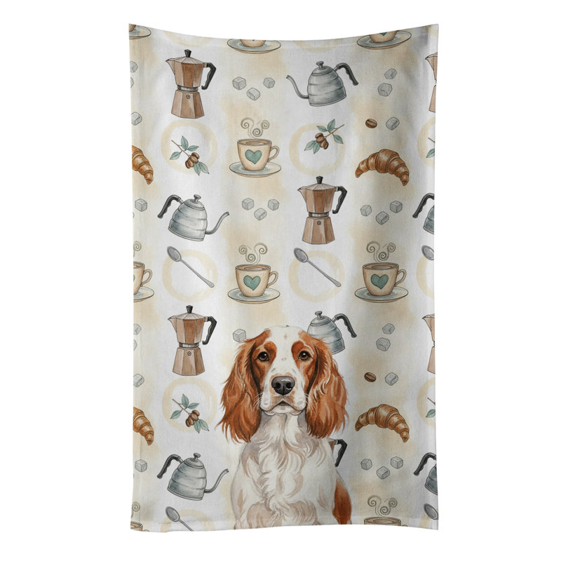 Welsh Springer Spaniel Coffee Bar Kitchen Towel, Welsh Springer Spaniel