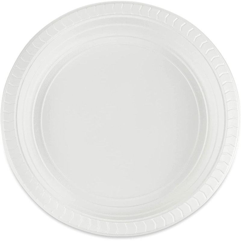 Disposable Plastic Serving Round Plates 10" White