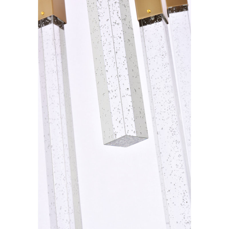 Luminaire suspendu rectangulaire à 16 lumières Aliha, Or satiné