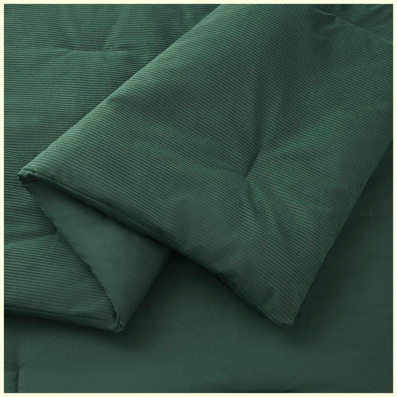Ensemble d'édredon 3 pièces double / grand vert uni