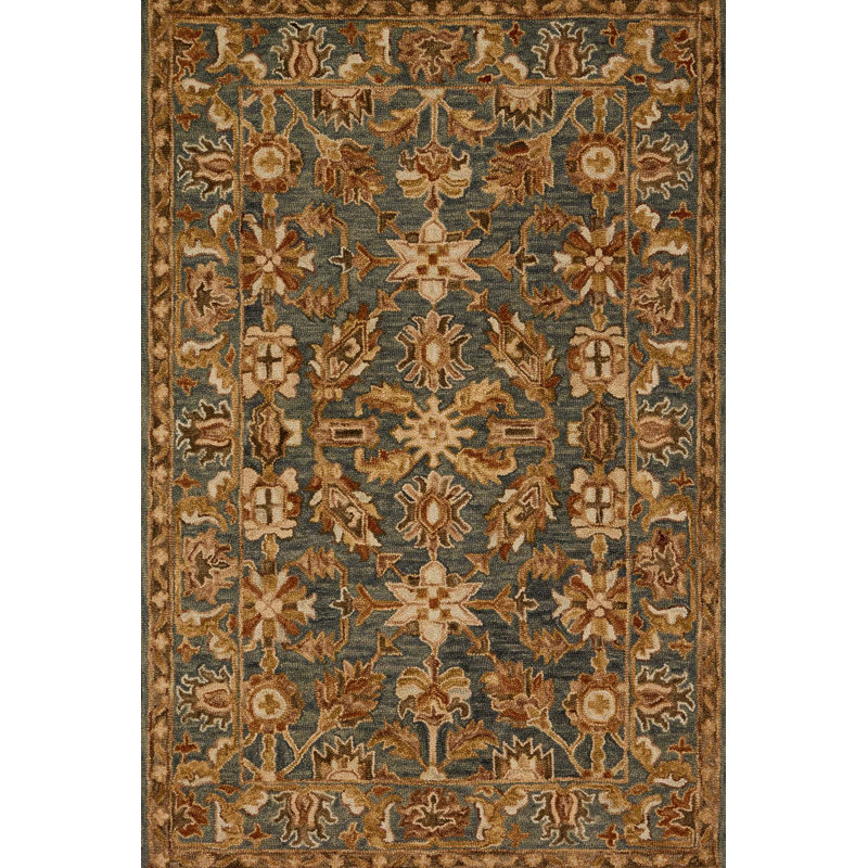 Tapis oriental en laine brun crocheté à la main Asan, Rectangle 2 pi 3 po x 3 pi 9 po