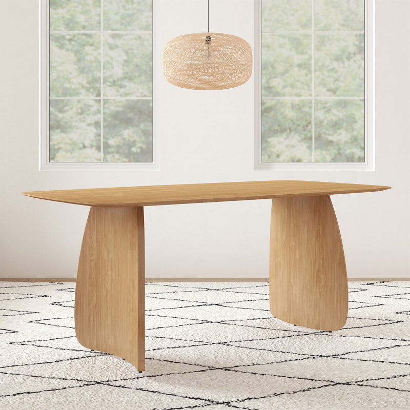 Table de salle à manger rectangulaire moderne de 71 po avec pieds en bois massif, table de salle à manger élégante pour la cuisine / salle à manger