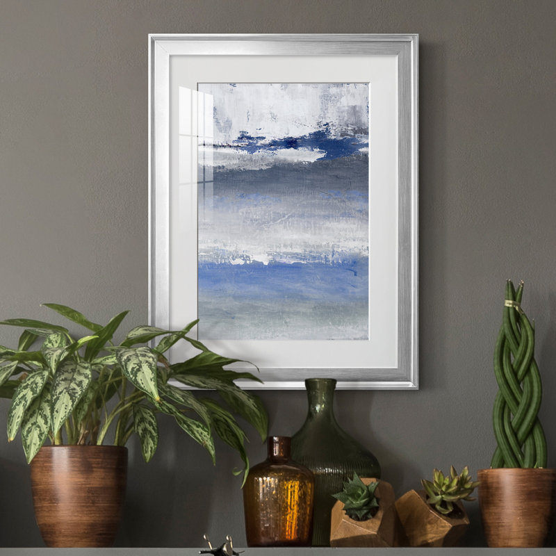 Soft Solace Indigo - Cadre photo, reproduction d'art sur papier, H 18,5 po x l 24,5 po x P 1,5 po, Argent