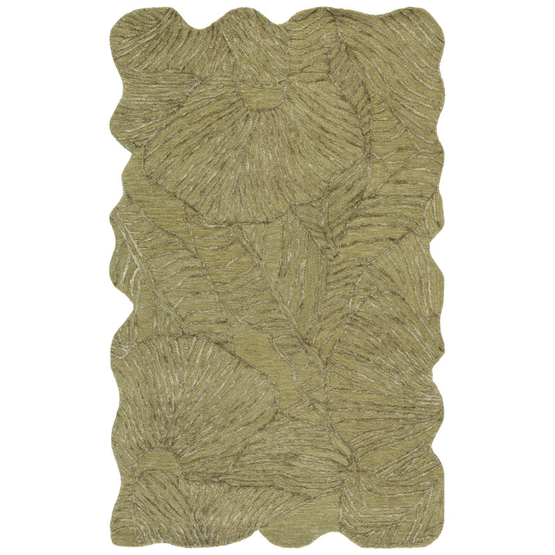 Soho 183 Hand Tufted Viscose; Wool Floral Rug in Green, Runner 2'3" x 8'