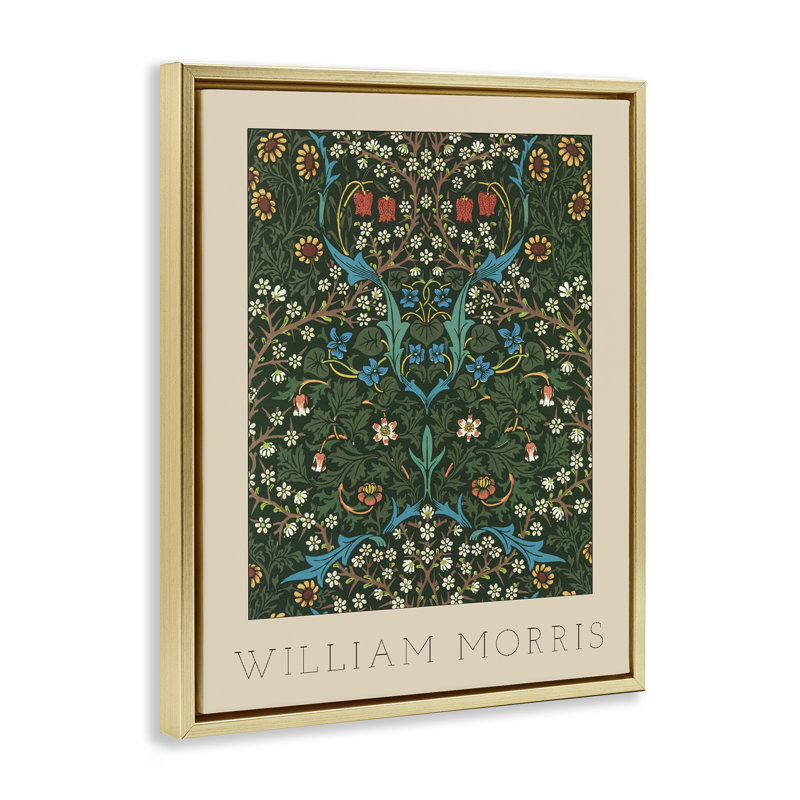 Cadre flottant Ornate Botanicals William Morris, design par Lil 'Rue, Cadre flottant métallique doré, H 21 po x l 17 po