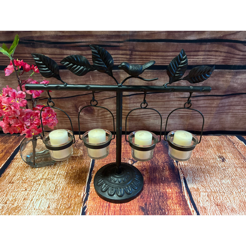 Bird With Leaves Tea Lights Holder