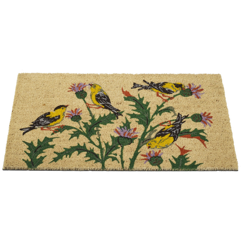 Finches on Thistle Outdoor Doormat