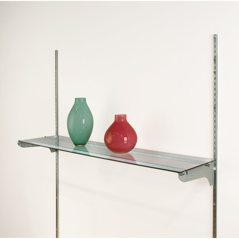 Jayden Glass Floating Shelf with Adjustable Shelves, 12" H x 48" W x 1" D