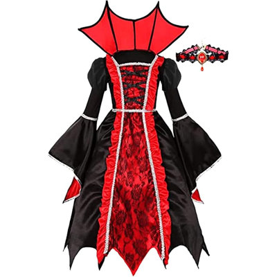 Costume de vampire royal pour filles, déguisement de reine vampire victorienne, déguisement de reine noble médiévale pour l'Halloween