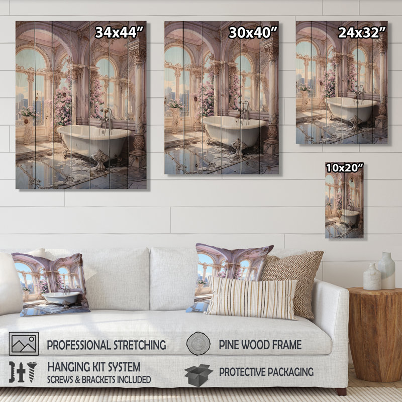 Salle de bain pastel sérénité II sur bois, H 20 po x l 10 po x P 0,78 po