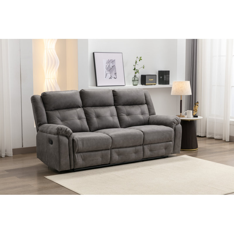 Bonachea 3 Seater Reclining Sofa, Dark Grey